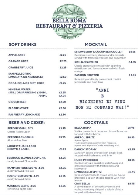 soft drinks, beer, wine, cocktail