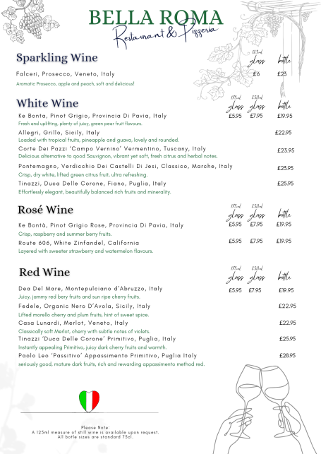 wine list, red wine, white wine, sparklin wine